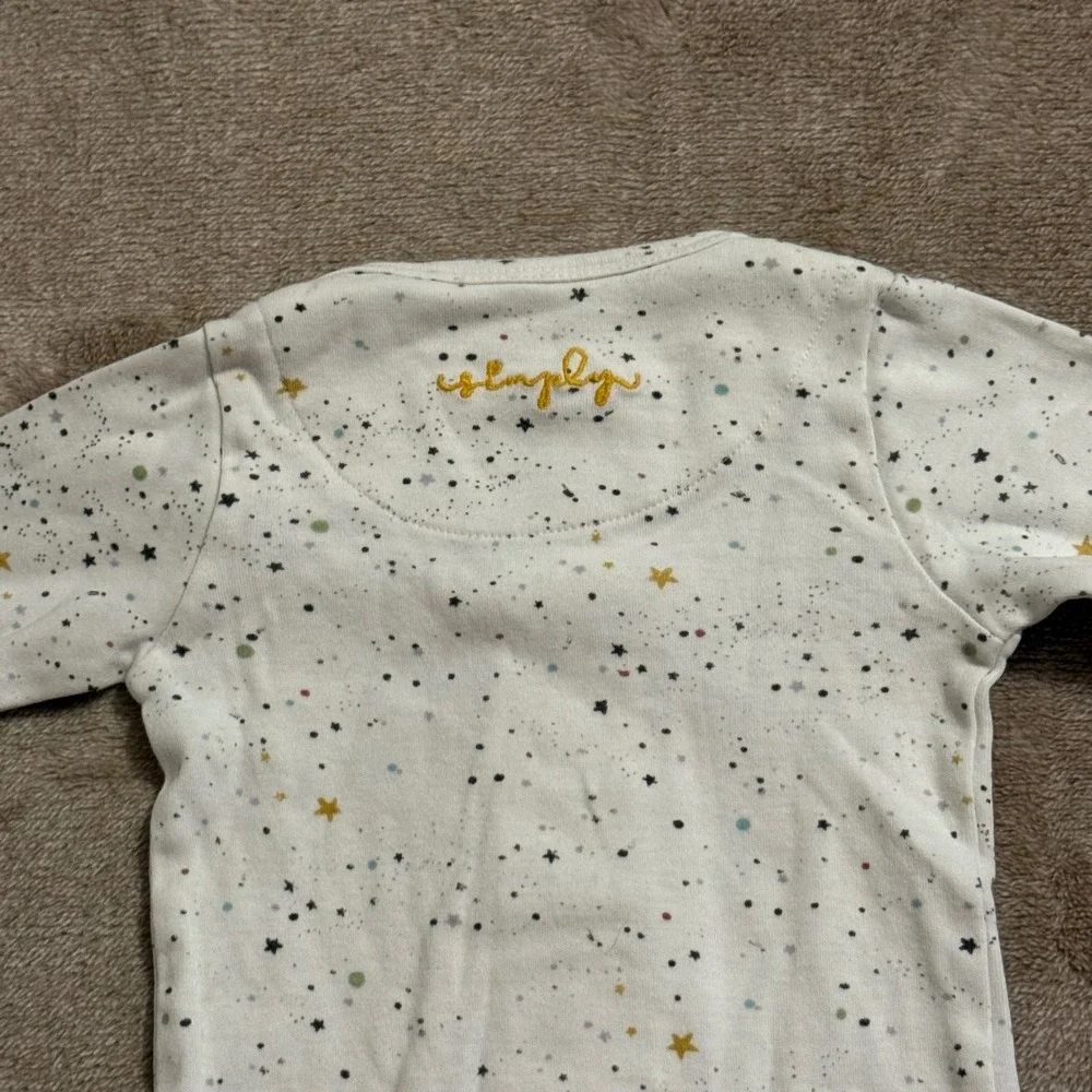 Simply Magnetic Me Organic Cotton Star Print Footed Sleeper 0-3 Months White